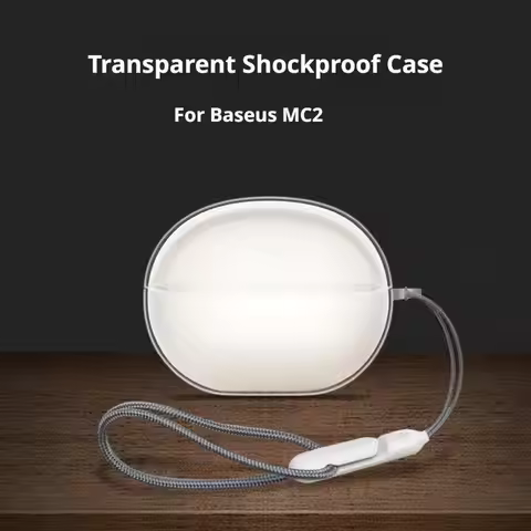 Clear Case for Baseus MC2 Air Earphones,High Transparency Soft TPU Shockproof Cover with Lanyard for