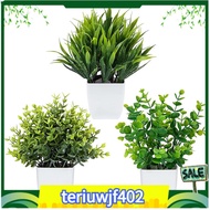 【●TI●】3 Pack Fake Plants in Pots Artificial Eucalyptus Plant Mini Potted Faux Plants Indoor Small Plastic Wheat Grass Shrubs