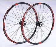 Bicycle Rim 26 27.5 29 Inch Mountain Bike Wheelset MTB Double Wall Rims Disc Brake 8-10 Speed Cassette Hub 32H QR,Red-26in
