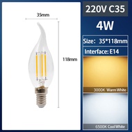 Huazu E14 E27 220V Edison Bulb LED Candelabra Bulb Chandelier Bulb C35 G45 A60 G80 S764 Candle Light