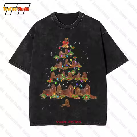 Cute Irish Setter Dog Christmas Tree Decor Xmas Tree Vintage Oversized T-Shirt E9N6