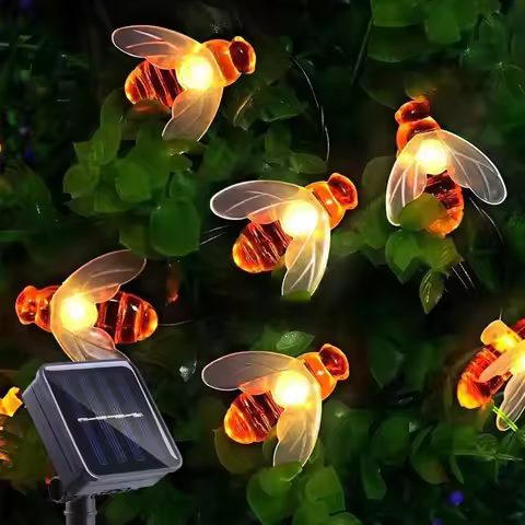 Solar String Light 21.3ft 30 LED Cute Bee Outdoor Light Wedding Home Garden Patio Party Christmas Tr
