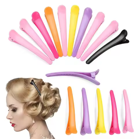 10Pcs 10Pcs Hairdressing Hair Salon Basic Hair Clips Salon Styling Hair Clips Washing Shower Barrett