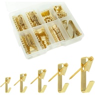 Kit Gantung Gambar ， Penyangkut Gambar Tugas Berat 10-100 paun ，140pcs Cangkuk Gantung Gambar Emas，C