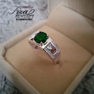 cincin lelaki perak 925 permata hijau, cincin silver 925 lelaki permata hijau, silver 925 men ring e