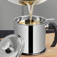 1pc Stainless Steel Oil Filter Containers, Oil Storage Bottle, Oil Storage Cup With Lid, With Strain