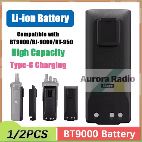 BT 9000 Walkie Talkie Battery Pack Replacement Type-C Charging RT-950 Pro Rechargeable Battery Compa