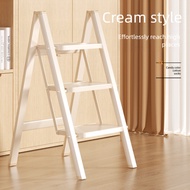 Ladder Foldable And Thickened White With Enlarged Steps Entrance Ladder Step Stool 3/4 Steps (CL)