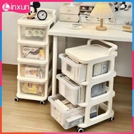 3‐4‐5 Layers Drawer‐Type Trolley Cart Organizer with Handle Mobile Floor‐Standing Storage Rack for B