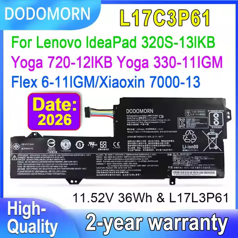 DODOMORN L17C3P61 L17L3P61 L17M3P61 For IdeaPad 320S-13IKB Yoga 720-12IKB 330-11IGM Flex 6-11IGM Ser
