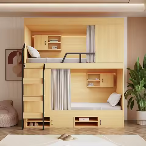 Space Capsule Bunk Bed High Low Sleeper Twin Bed Frame Space Saving Furniture for Dorm Hostel and Yo