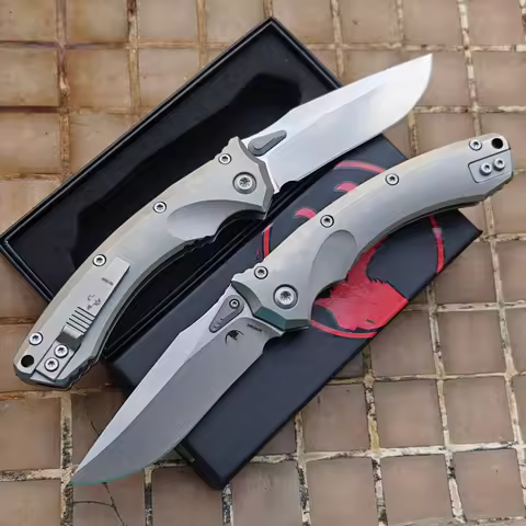 JUFULE Made Amphibia Manual Titanium Handle Ceramic Bearings Stone wash Blade Pocket EDC Tool Campin