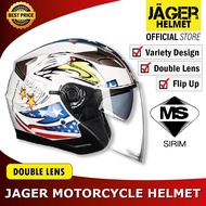 JAGER™ Helmet motor SIRIM helmet motorcycle Topi keledar double visor open face motosikal bike helme