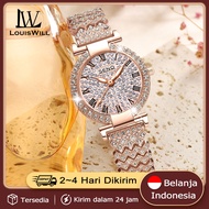 LouisWill Crystal Wanita Jam Tangan Berlian Watch Wanita Top Jam Tangan Berlian Imitasi Jam Tangan K