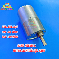 [HCM]Motor giảm tốc 12V - 24V bánh răng kim loại mô men xoắn lớn tốc độ 120 - 265 vòng/phút motor 38