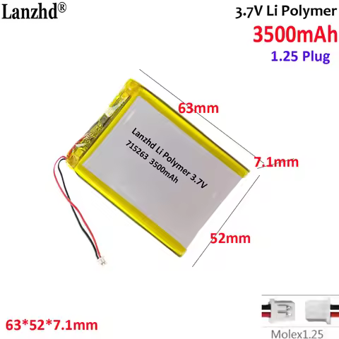 3.7v Polymer 715263 With 1.25 Plug For RG35XX R36S Pda Tablet Digital Products mobile phones handhel