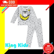 Piyama baju tidur lengan panjang anak perempuan ukuran 1-10 tahun motif BURUNG HANTU