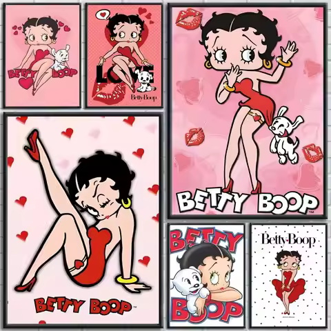 Cartoon B-Betty B-boop Painting Calligraphy HD Print Personalized Canvas Wall Mural Art Photos For L