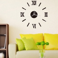 Mirror DIY Large Wall Clock DIY Wall Clock 3D Mirror Sticker Metal Roman Numerals Big Clock