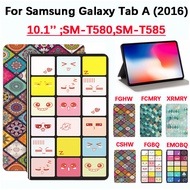 For Samsung Galaxy Tab A 10.1 inch (2016) Fashion new tablet protective case Samsung Galaxy Tab A 10.1'' SM-T580,SM-T585 high quality Colored checkeredanti expression arabesques flip leather stand cover For Samsung case