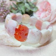 約定紅寶 * 晶洞 共生 特色款 天然 珊瑚玉 手排 手環客製化禮物