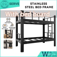 【In stock】Double Decker Bed Stainless Steel Single Bed Frame High Load-bearing Installation Bunk Bed Free Bed Board RBVM