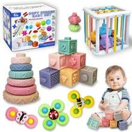 4-In-1 Baby Toys For 6-12 Months, Montessori Baby Toys For 6-18 Months, Infant Teething Toys Stackin