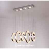 5-ring Crystal Ceiling Lamp CD-107 - Modern Design - Lamp Base with Integrated LED Light - 3 Light M