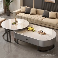 Household Light Slate Oval 2025 Luxury Table Small Apartment Coffee Table Living Room Modern New Sty