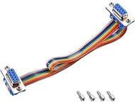 uxcell IDC Rainbow Wire Flat Ribbon Cable DB9 Female to DB9 Female Connector 2.54mm Pitch 11.8inch L
