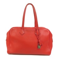 HERMES Evercolor皮革Victoria 35銀扣手挽袋Rouge Casaque