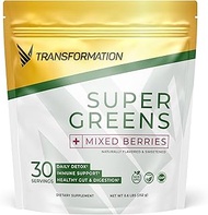 Super Greens Superfood Powder - Immune &amp; Energy Support | Made with Organic Ingredients | Detoxifying &amp; Alkalizing Minerals - Spirulina, Chlorella, Wheatgrass, Spinach, Alfalfa &amp; More