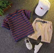 setelan anak laki laki terlari salur gesper model terbaru 1-5tahun