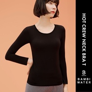 JAPAN PATENTED 24HRS Bra Padded Hit Crew Neck Long Sleeve Top ｜ Anti-Sagging Fit Sleep BAMBI WATER