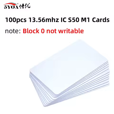 100pcs/Lot RFID Card 13.56Mhz IC Cards M1 MF S50 Classic ISO14443A 1K Proximity Smart 0.8mm For Acce