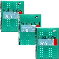Pukka Pad, B5 Metallic Jotta Book 3-Pack for Home, School, and Office – 10 x 8 in – Wirebound Notebook with 8mm Lines and 80GSM Paper – Features Perforated Edges - 200 Pages, Green