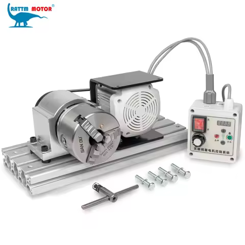 CNC K11-100mm K12-100mm Spindle Chuck Assembly 3 Jaws Or 4 Jaws With 550W AC Servo Motor Kit