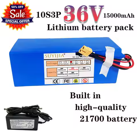 New 21700 10S3P Lithium Ion Battery 36V 15Ah 800W Power Tool Battery Outdoor Backup Battery with 30A