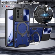 Slide Window Camera Protect Casing for Xiaomi11t Xiaomi 11T Pro Mi11t Xiomi Mi 11TPro 5G Phone Case Armor Ring Bracket Stand Durable Shockproof Hard Back Cover