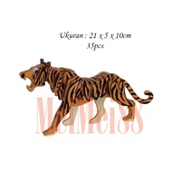 3D puzzle DIY Wooden Material TIGER Children's Educational puzzle Toy (Digital &amp; Display)