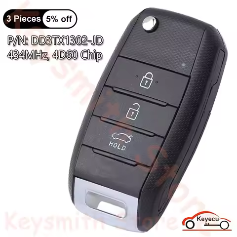 KEYECU 3 Buttons 434MHz 4D60 Chip for KIA Ceed 2013-2018 Auto Upgraded Flip Remote Key Fob TRANSMITT