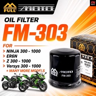 FULL MOTO FM303 Oil Filter REPLACEMENT 16097-0004 & 16097-1061 NINJA, Z, VERSYS, VULCAN S, ZX-R, H2