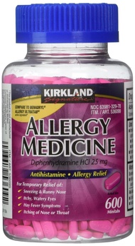 Signature Allergy Medicine 25 mg, 600 Minitabs (3 Pack) Kirkland Signature Allergy Medicine 25 mg, 6