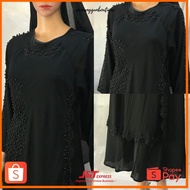 Women's Abaya Dubai/Muslimah Abaya Dubai With Scattered Black Pearls [READY STOCK]