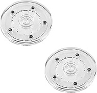 TAODAN 2PCS 4 Inch Acrylic Carousel Platter Organiser Swivel Display Base Transparent Spice Rack Dec