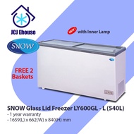 SNOW FREEZER / SNOW GLASS LID CHEST FREEZER LY600GL - L (540L) / WITH INNER LAMP