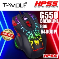 T-WOLF G550 RGB LIGHT 6400DPI WIRED GAMNG MOUSE. LIKE iMICE X7 Logitech G103 G102 G403 G502 FANTECH 