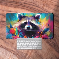 Raccoon Mouse Pad, Desk Mat Animal, Colorful Keyboard Mat, Gaming Desk Mat XL, Raccoon Lover Gift