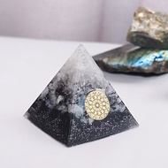 【白晶、月亮石、黑曜石】奧根水晶能量金字塔Orgonite 6x6cm