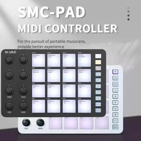 M-VAVE SMC-PAD Wireless MIDI Controller Suitable Percussion Keyboard USB-C Interface Portable Design